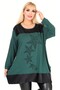 Leather Skirt Star Stone Embroidered Round Neck Long Sleeve Tunic