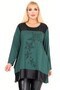 Leather Skirt Star Stone Embroidered Round Neck Long Sleeve Tunic - 4