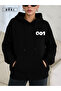 Unisex Oversize Hoodie Black – No:001 Minimal Logo, Relax Fit - 3