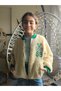 Eid Holiday Boys Girls Children's College Coat Set of Plush Fleece Zippered Pocket Beige-Green, ! !! Narrow Mold - 7