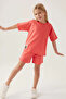 Girl child shorts set - coral - 2