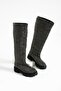 Women's Black Silver Stone Zipperless Casual Boots Velosa - 3