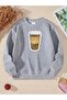 Unisex Trend Oversize Sweatshirt with Coffee Print Design
