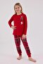 100% Cotton Christmas Themed Long Sleeve Girls' Pajama Set