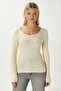 Women's Heat Lux Touch U Neck Butter Yellow Long Sleeve Soft Blouse - 6
