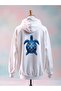 Caretta Caretta Printed Cotton 3 Thread Oversize White Sweatshirt