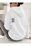 Unisex Oversize Hoodie White – No:001 Minimal Logo, Relax Fit - 5