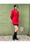 Women's Red Double-Breasted Oversize Blazer Jacket with Button Detail - 3