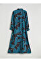 Lcw Modest Petrol Modal Blend Patterned Shirt Dress - 7