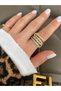 4 Rows of Double Color Stones, Size 7-8 Women's Ring