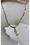 Gold-tone fish design italian flat chain steel necklace - 3