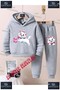 Children's Unisex Custom Printed Hooded Tracksuit Set with a Design of a Cat with a Ribbon and a Butterfly.