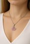 Women's Tarnish-Free Steel Silver Swan Design Special Design Necklace with Pink Stones – Gift