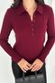 Polo Neck Half Placket Buttoned Hair Braided Knitwear Sweater Aw25Kz0022 - 3