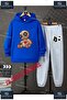 Children's Unisex Custom Printed Hoodie and Sweatpants Set with Patchwork Bear and Brown Letters