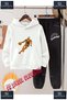 Children's Unisex Custom Printed Hoodie Tracksuit Set with the Text: "Basketball Player Flaming Flame