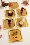 Rio Gold Stainless Patterned Square Corner Coffee and Tea Serving Tray with Gold Flower Detail, Set of 6 - 4