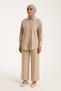 Women's Hijab Suit Shirt Pants Two-Piece Set – Beige / Brown / Navy Blue