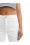 White Super High Waist Comfort Lycra Stretchy Mom Jean Denim Pants - 2