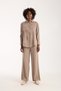 Women's Hijab Suit Shirt Pants Two-Piece Set – Beige / Brown / Navy Blue - 3