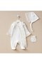 Newborn Girl Cotton Romper Set with Ruffle Detail, Hat, Stylish Design Hospital Discharge Set - 5