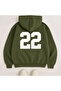 Oversized Sweatshirt with Hooded Kangaroo Pocket, Lettering on the Front, Number on the Back, Sporty Style, Comfortable, Casual - 2