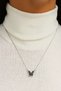Black Butterfly Figured Zircon Stone Silver Color Chain Women's Necklace Non-Tarnish Steel Necklace - 8