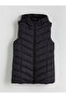 Black Hooded Women's Puffer Vest - 6