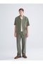Ozmarka New Season Comfortable Fit Resort Collar Short Sleeve Muslin Men's Shirt - 2