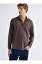 Xside Brown Regular Fit Long Sleeve Gabardine Men's Shirt