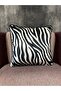 Imported Silk Velvet Cream-Black Color Square Zebra Patterned Cushion Cover (Double-Sided Pattern) - 2