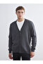 Mg trenden anthracite standard fit v-neck men's knit cardigan
