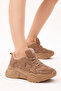 Women's Brown Comfortable Fit High Sole Lace-Up Sneakers - 2