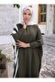 Knitwear Hijab Dress - Khaki - - 5