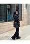 Women's Black Shiny Zippered Inflatable Vest with Snap Pockets - 5
