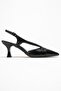 Black - Snake Pattern Women's Open-Back Heeled Shoes - 2