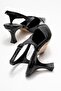 Black - Snake Pattern Women's Open-Back Heeled Shoes - 4