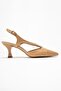 Beige - Snake Pattern Women's Open-Back Heeled Shoes - 2