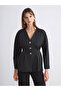 Soulife Black V-Neck Peplum Women's Jacket