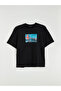 Black Crew Neck New York Printed Combed Cotton Men's T-Shirt - 5