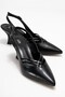 Black - Women's Cross-Strapped Heeled Shoes