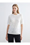 Ecru Crew Neck Embroidered Women's Knitwear Sweater