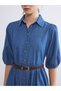 Timeless Clothing & Timeless Choices Shirt Roba Collar Balloon Sleeve Belted Jean Dress - 4