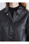 New Season Shirt Collar Women's Leather Look Jacket - 3