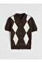 Polo Neck Diamond Patterned Women's Knitwear Cardigan - 5