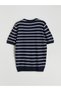Rmz Clothing Season Products Sweaters Navy Blue Crew Neck Short Sleeve Striped Men's Knitwear Sweater - 6