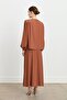 Accessory Detailed Skirt Blouse Set Light Brown - 3