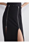 Black Slim Fit A-Line Slit Skirt - 3