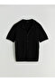 Black Polo Neck Short Sleeve Men's Knitwear Sweater - 5