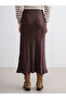 Two Mt Shop Quality Xside Brown Satin Plain Long Women's Skirt - 4